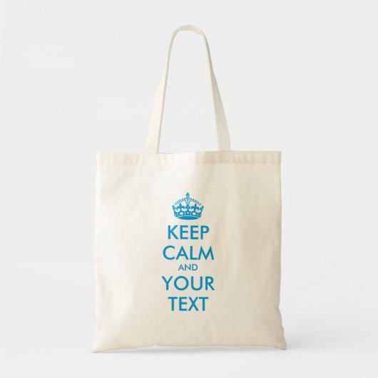 aangepast KEEP CALM en JOUW TEKST - blauw Tote Bag (Voorkant)