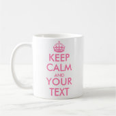 aangepast KEEP CALM en JOUW TEKST - bleek roze Koffiemok (Links)