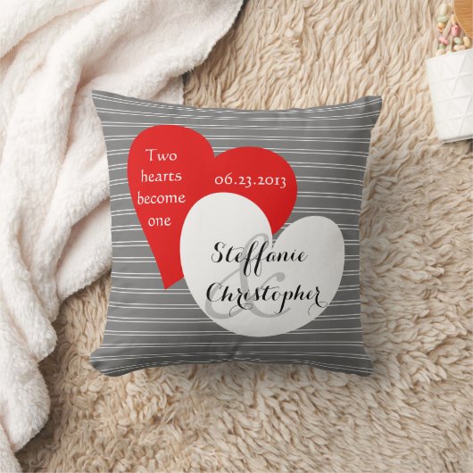 Aangepast keepasweddenschap, grijs pareltje, hart kussen (Deken)
