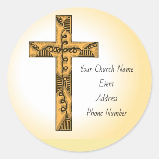 Aangepast kerkevenement ronde sticker (Voorkant)