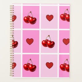 Aangepast kersen hart schaakbord patroon planner