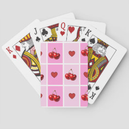 Aangepast kersen hart schaakbord patroon pokerkaarten