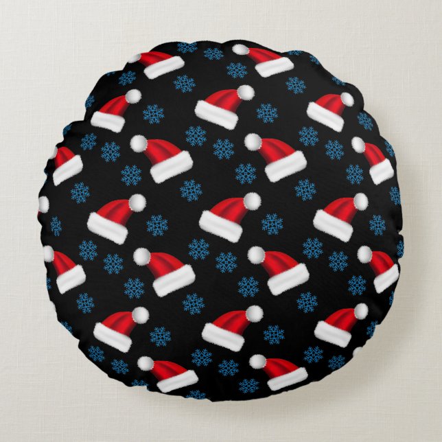 Aangepast kerst Pet | Gepersonaliseerde kerstman Rond Kussen (Voorkant)