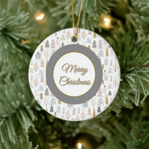 Aangepast, Kerst Winterbomen Rustiek Keramisch Ornament