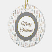 Aangepast, Kerst Winterbomen Rustiek Keramisch Ornament (Links)