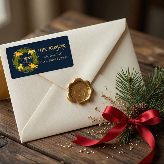 Aangepast kerstadreslabel met kerstkrans etiket
