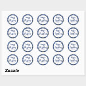 Aangepast kerstblauw wintersnowflakes ronde sticker (Vel)