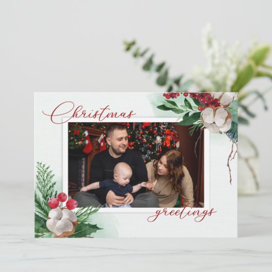 Aangepast kerstboomfeest Moderne fotofeestdag Feestdagenkaart (Staand voorkant)