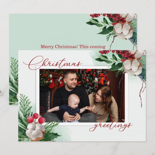 Aangepast kerstboomfeest Moderne fotofeestdag Feestdagenkaart (Voorkant / Achterkant)