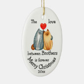Aangepast kerstbroers Kat Quote Keramisch Ornament (Rechts)