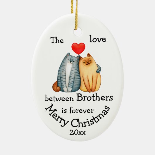 Aangepast kerstbroers Kat Quote Keramisch Ornament (Achterkant)