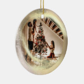 Aangepast kerstcadeau voor je foto keramisch ornament (Rechts)