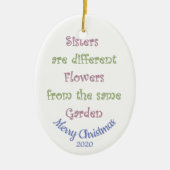 Aangepast kerstcadeau voor kerstzussen keramisch ornament (Voorkant)