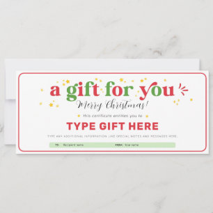 Aangepast kerstcadeaubon certificaat sjabloon kaart