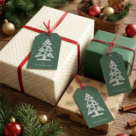 Aangepast kerstcadeaukaartje met abstracte boom cadeaulabel