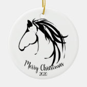 Aangepast kerstcadeautje Klassieke paardenkop Logo Keramisch Ornament (Voorkant)