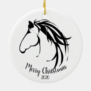 Aangepast kerstcadeautje Klassieke paardenkop Logo Keramisch Ornament