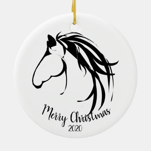 Aangepast kerstcadeautje Klassieke paardenkop Logo Keramisch Ornament (Achterkant)