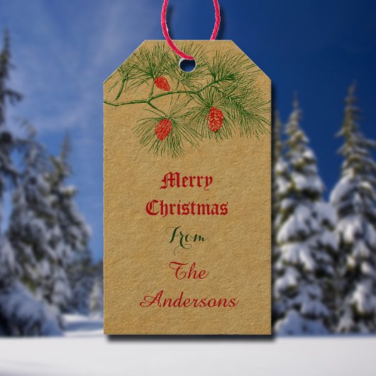 Aangepast  kerstcadeautje met groen lijntje Label Cadeaulabel