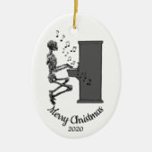 Aangepast kerstcadeautje met skeletspeling Piano Keramisch Ornament (Voorkant)