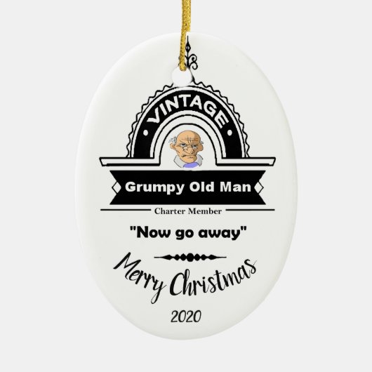 Aangepast kerstcadeautje oude Man Club Fun Keramisch Ornament (Voorkant)
