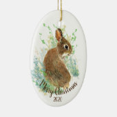 Aangepast kerstcadeautje Plant Cute Bunny Rabbit Keramisch Ornament (Rechts)