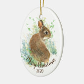 Aangepast kerstcadeautje Plant Cute Bunny Rabbit Keramisch Ornament (Links)
