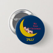 Aangepast kerstcadeautje voor baby's ronde button 5,7 cm (Voorkant /achterkant)