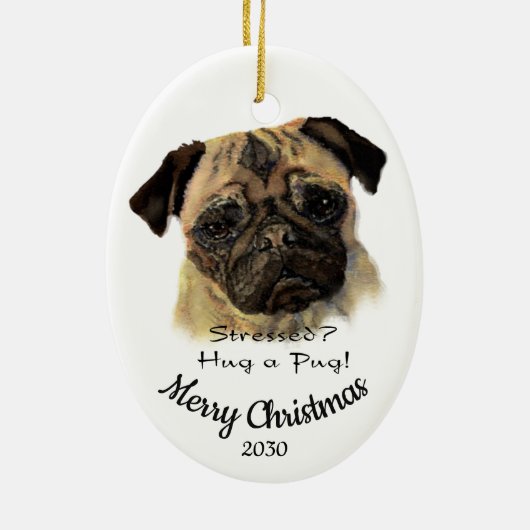 Aangepast kerstcadeautje voor een Pug Dog Quote Keramisch Ornament (Achterkant)