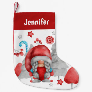 Aangepast kerstcadeautje Vrouw Gnome Stocking Kleine Kerstsok