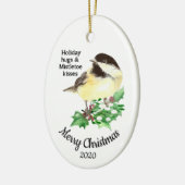 Aangepast kerstcitaat Fun Chickadee Bird Keramisch Ornament (Links)
