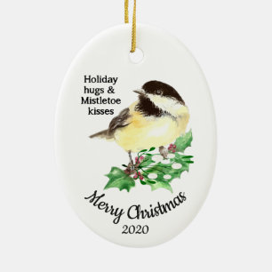 Aangepast kerstcitaat Fun Chickadee Bird Keramisch Ornament