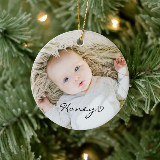 aangepast kerstdecor, aangepaste familiefoto keramisch ornament (Boom)