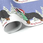 Aangepast kerstfeest Bernese Mountain Holiday Dog Cadeaupapier (Rol Hoek)