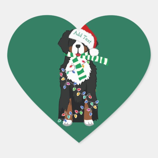 Aangepast kerstfeest Bernese Mountain Holiday Dog Hart Sticker (Voorkant)