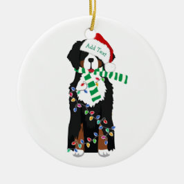 Aangepast kerstfeest Bernese Mountain Holiday Dog Keramisch Ornament