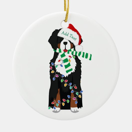 Aangepast kerstfeest Bernese Mountain Holiday Dog Keramisch Ornament (Voorkant)