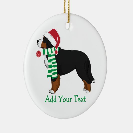 Aangepast kerstfeest Bernese Mountain Holiday Dog Keramisch Ornament (Rechts)