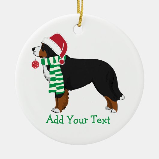 Aangepast kerstfeest Bernese Mountain Holiday Dog Keramisch Ornament (Voorkant)