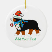 Aangepast kerstfeest Bernese Mountain Naughty Dog Keramisch Ornament (Achterkant)