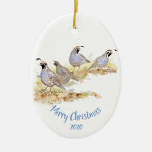 Aangepast kerstfeest Californië Quail Bird Art Keramisch Ornament