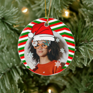 Aangepast kerstfeest. Foto van het pet van Santa Keramisch Ornament