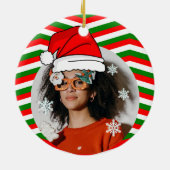 Aangepast kerstfeest. Foto van het pet van Santa Keramisch Ornament (Achterkant)