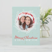 Aangepast kerstfeest foto White Blue Feestdagenkaart (Staand voorkant)