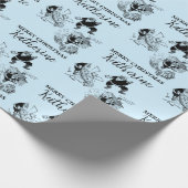 Aangepast kerstfeest  Funny Santa Blue Cadeaupapier (Hoek)