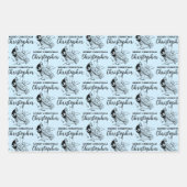 Aangepast kerstfeest Funny Santa Blue Inpakpapier Vel (Voorkant 2)