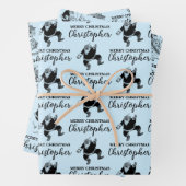 Aangepast kerstfeest  Funny Santa Blue Inpakpapier Vel (In situ)