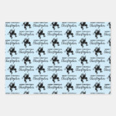 Aangepast kerstfeest Funny Santa Blue Inpakpapier Vel (Voorkant)