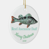Aangepast kerstfeest Geweldige pap visserij Keramisch Ornament (Rechts)