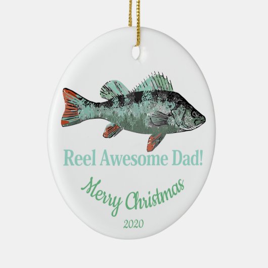Aangepast kerstfeest Geweldige pap visserij Keramisch Ornament (Rechts)
